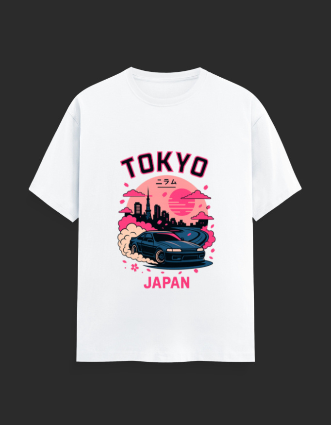 Tokyo Drift Skyline Graphic T-Shirt - Image 2